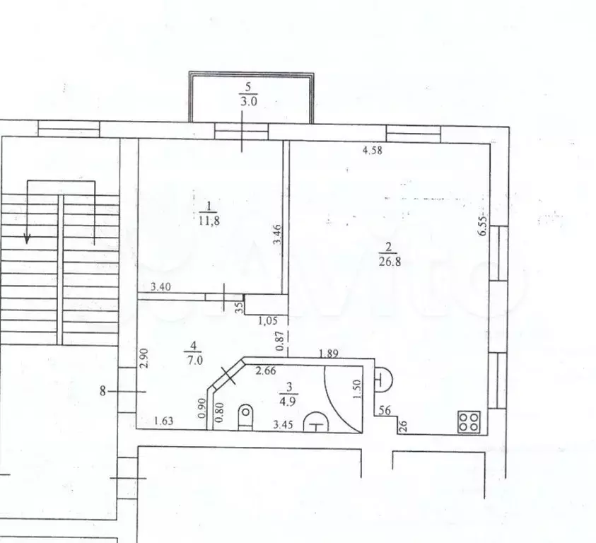 1-к. квартира, 54 м, 4/4 эт. - Фото 0