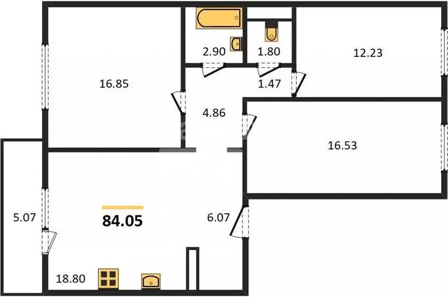 3-к кв. Челябинская область, Челябинский городской округ, пос. ... - Фото 2