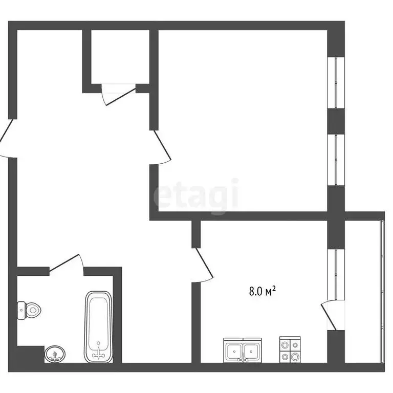 1-комнатная квартира: Подольск, улица Академика Доллежаля, 6 (37.8 м) - Фото 1