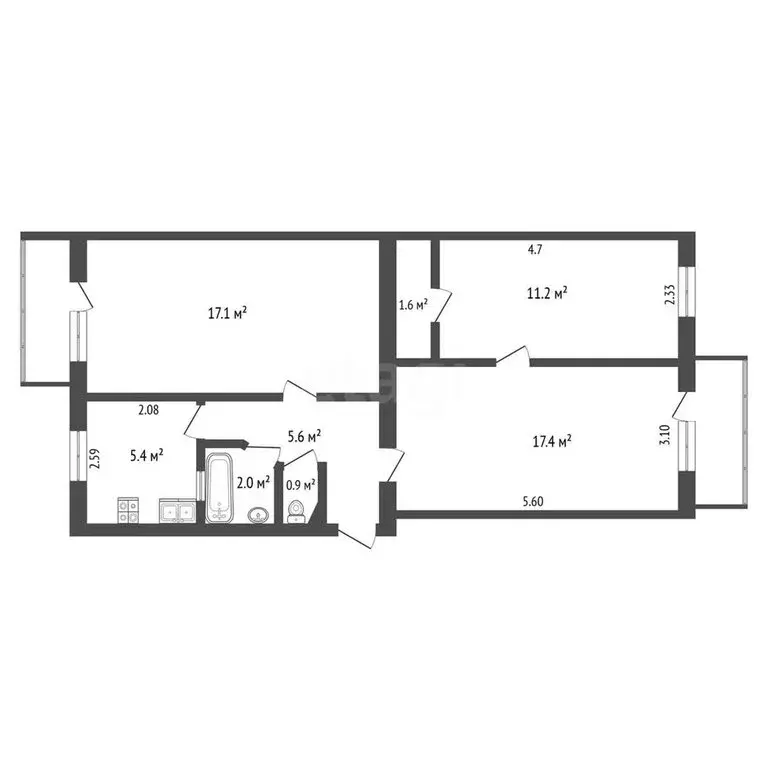 3-комнатная квартира: Севастополь, улица Маршала Геловани, 8 (61.2 м) - Фото 0