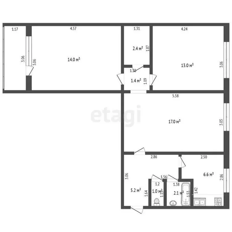 3-комнатная квартира: Калининград, Батальная улица, 77 (63.7 м) - Фото 1