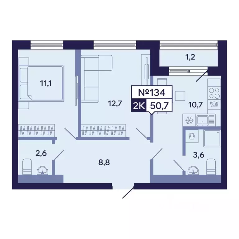2-к кв. Саха (Якутия), Якутск ул. Новопортовская, 1А/1 (50.7 м) - Фото 1