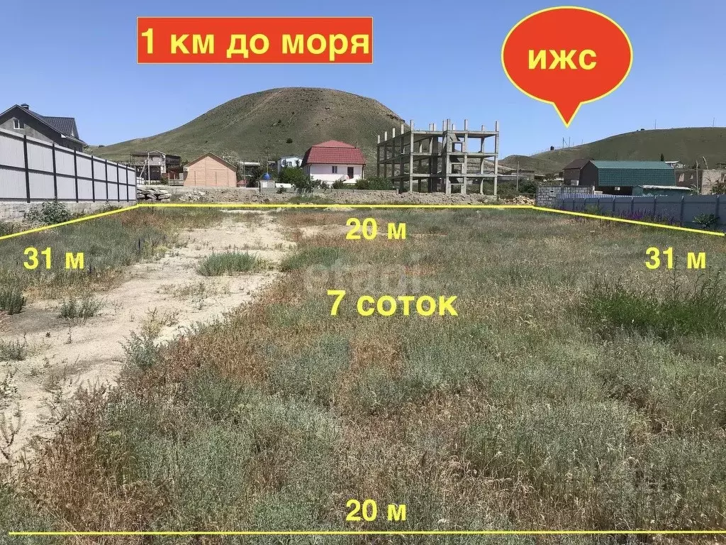 Участок в Крым, Судак бул. Ореховый (7.0 сот.) - Фото 1