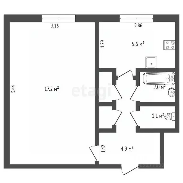 1-к кв. Ямало-Ненецкий АО, Новый Уренгой Молодежная ул., 13 (31.5 м) - Фото 2