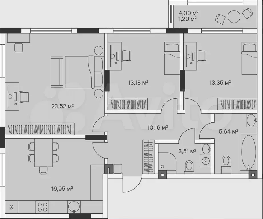 3-к. квартира, 87,5 м, 1/7 эт. - Фото 1