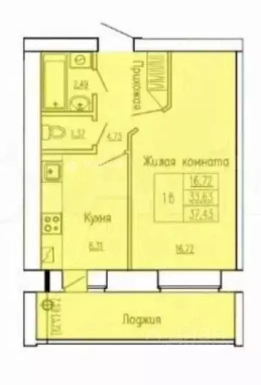 1-к кв. Чувашия, Чебоксары ул. Ашмарина, 27 (38.0 м) - Фото 2