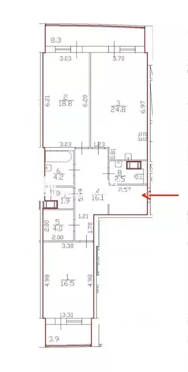 3-к кв. Санкт-Петербург ул. Катерников, 5к1 (88.8 м) - Фото 2