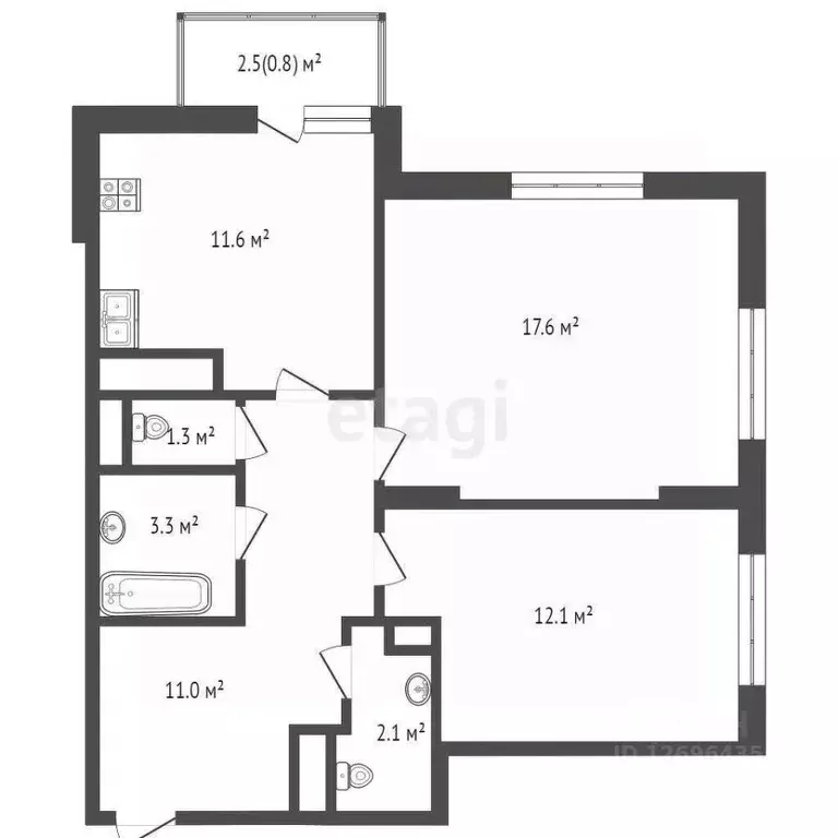 2-к кв. Москва Бибиревская ул., 4А (59.8 м) - Фото 1