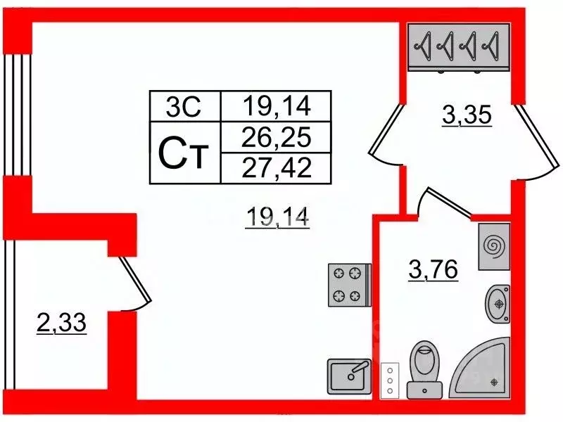 Студия Санкт-Петербург Пулковское ш., 99к6 (26.3 м) - Фото 2