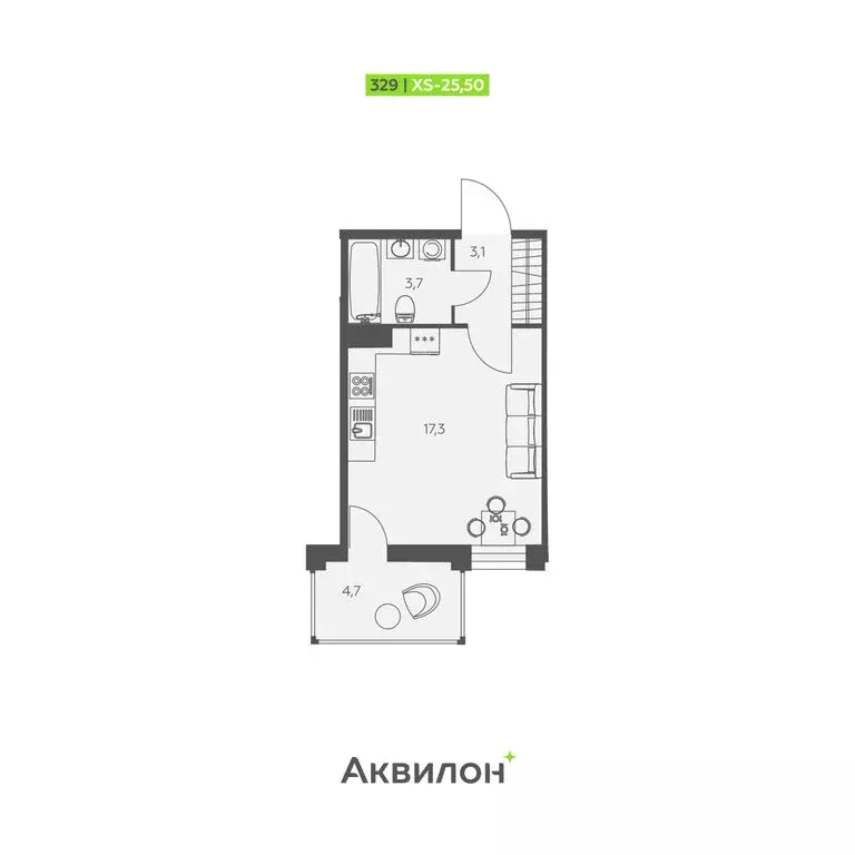 Квартира-студия: Кудрово, Солнечная улица, 10к2 (25.5 м) - Фото 1