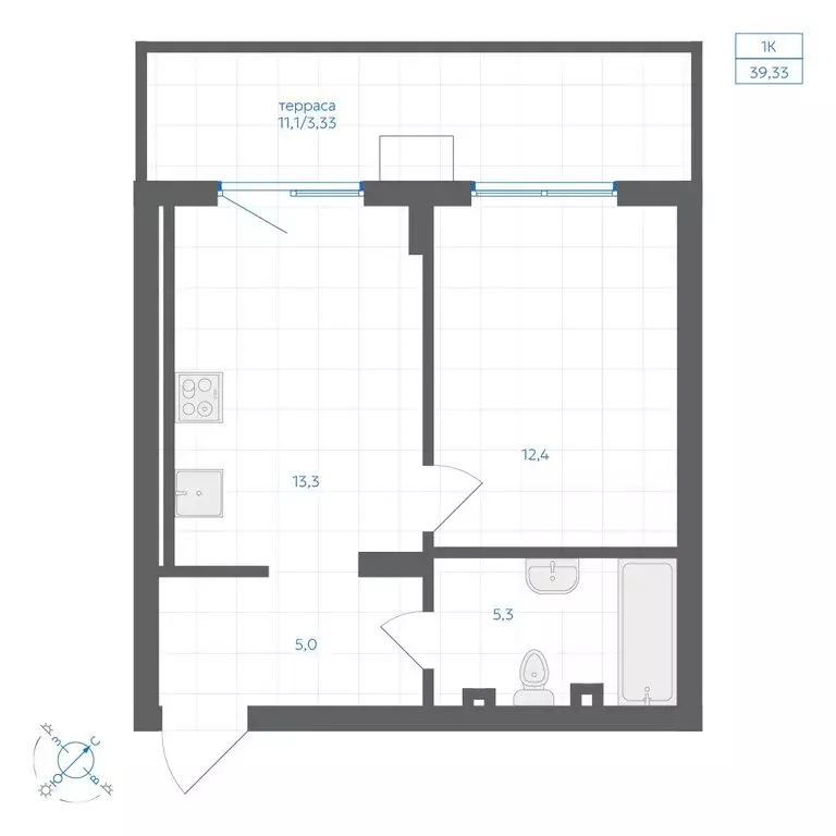 1-комнатная квартира: Челябинск, ЖК Клевер (39.33 м) - Фото 1