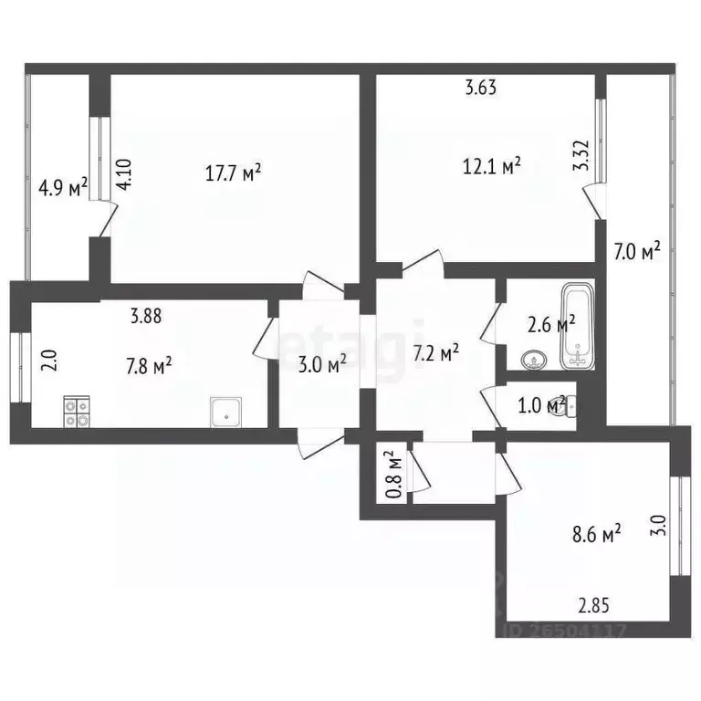 3-к кв. Севастополь просп. Генерала Острякова, 141Б (72.7 м) - Фото 1