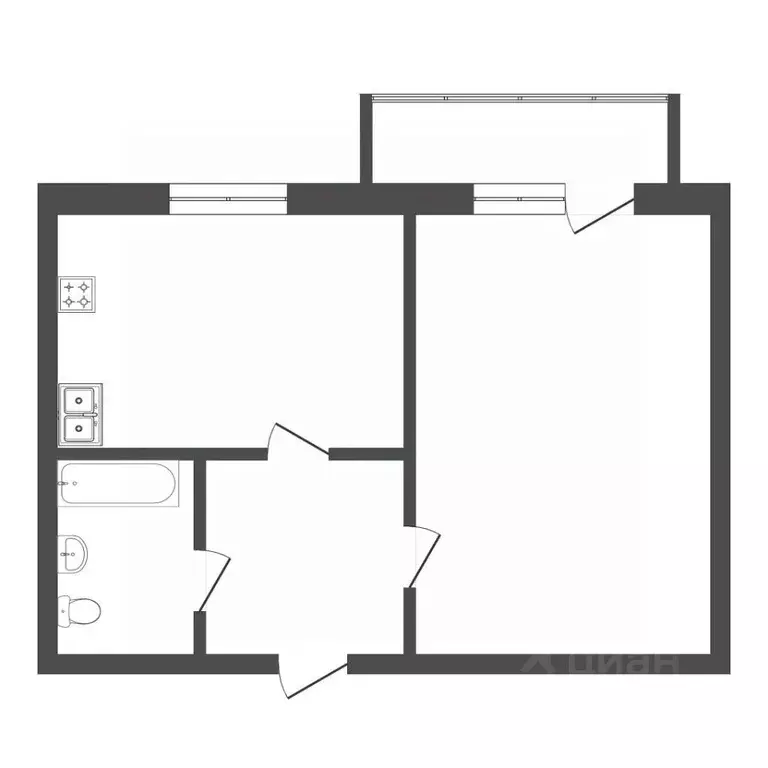 1-к кв. Тюменская область, Тюмень ул. Малыгина, 52 (42.0 м) - Фото 1