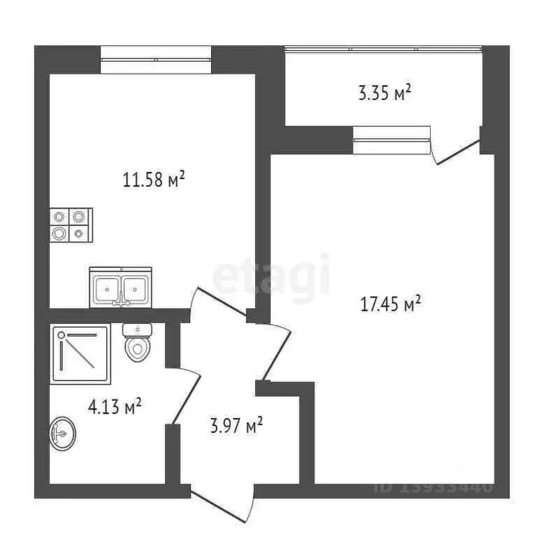 1-к кв. Тюменская область, Тюмень ул. Фармана Салманова, 12 (40.0 м) - Фото 1