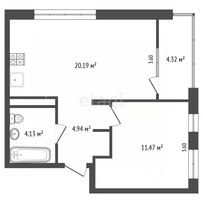 1-к кв. Тюменская область, Тюменский муниципальный округ, д. Дударева ... - Фото 1