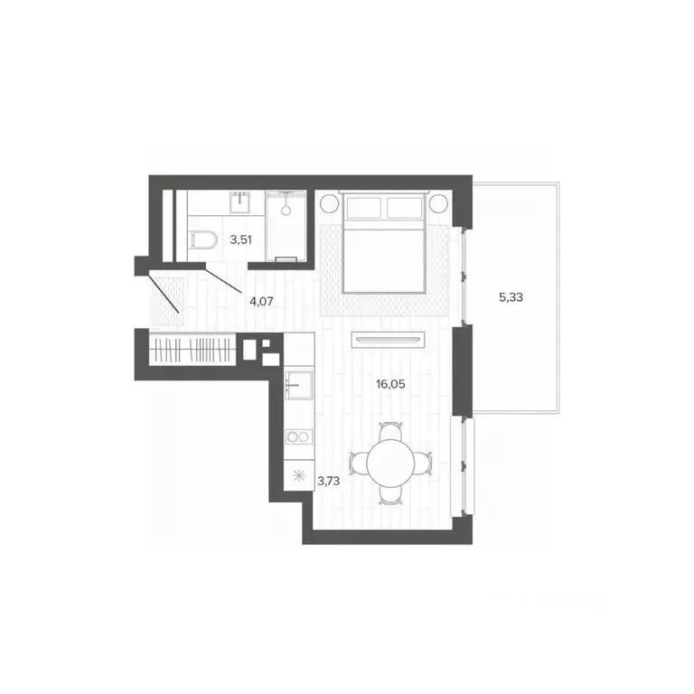 Студия Алтайский край, Барнаул Жилплощадка мкр,  (32.69 м) - Фото 1