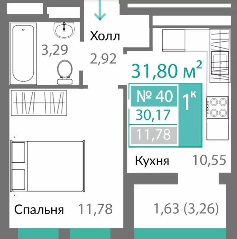 1-к кв. Крым, Симферополь Горизонты жилой комплекс (30.17 м) - Фото 0