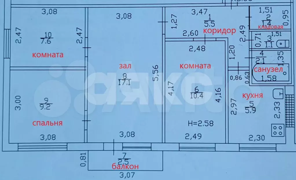 4-к. квартира, 60,3 м, 3/5 эт. - Фото 0