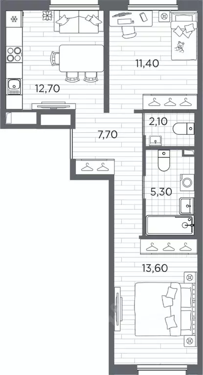 2-к кв. Санкт-Петербург Плюс Пулковский жилой комплекс (52.8 м) - Фото 1
