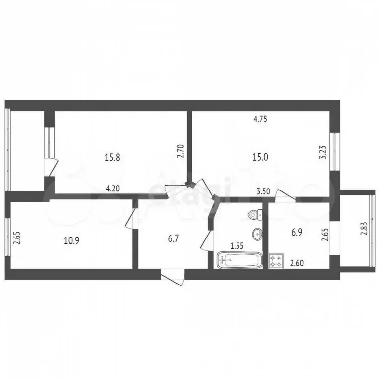 3-к. квартира, 62 м, 5/5 эт. - Фото 0