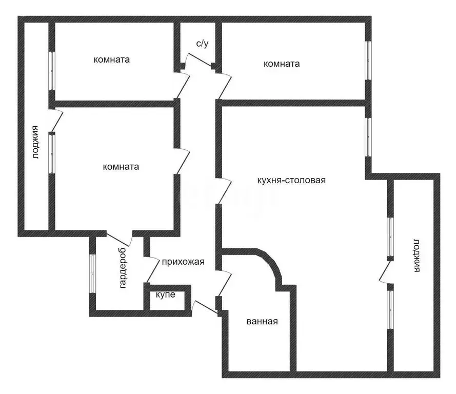3-комнатная квартира: Курган, улица Кремлёва, 3 (109.9 м) - Фото 1