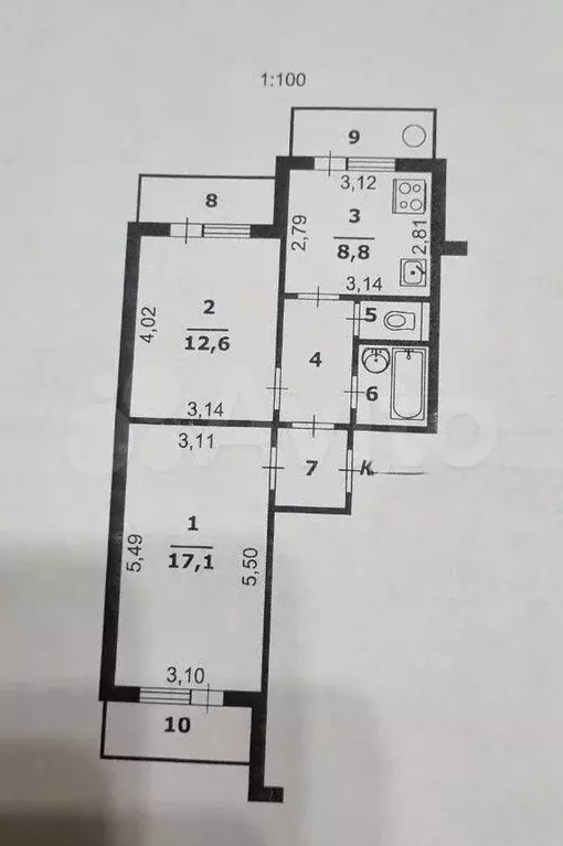 2-к. квартира, 52 м, 5/10 эт. - Фото 0