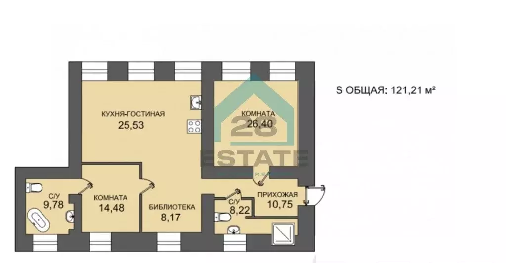 3-к кв. Санкт-Петербург ул. Чайковского, 10 (114.9 м) - Фото 1
