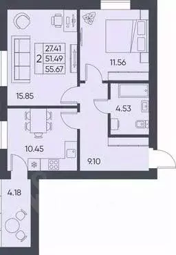 2-к кв. Саратовская область, Татищево рп  (55.67 м) - Фото 0