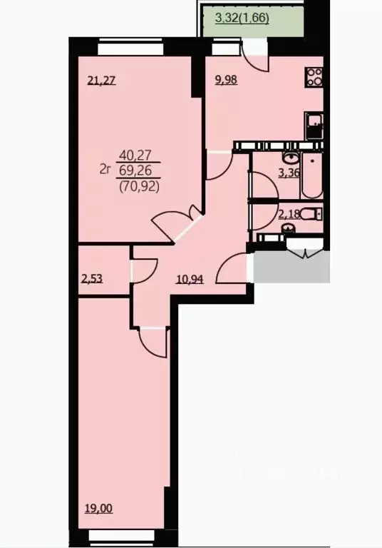 2-к кв. Ярославская область, Ярославль Красноборская ул., 38к3 (70.92 ... - Фото 1