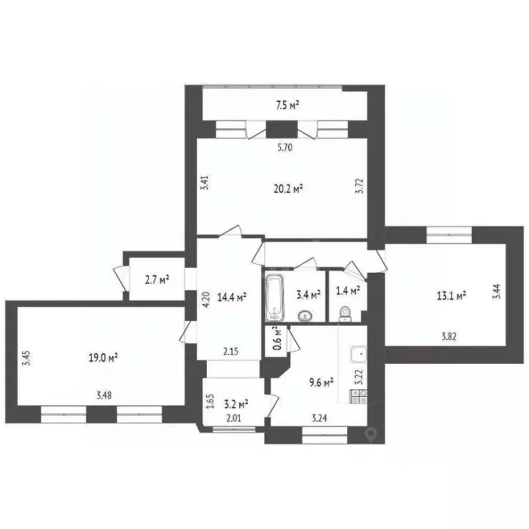 3-к кв. Омская область, Омск ул. Масленникова, 68 (87.6 м) - Фото 0