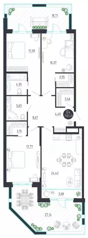 3-к кв. Тульская область, Тула  (158.49 м) - Фото 0