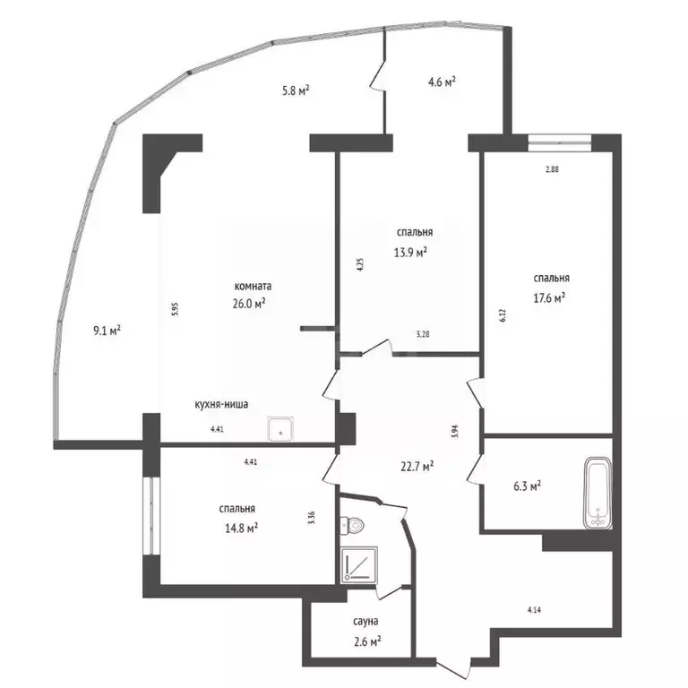 4-к кв. Красноярский край, Красноярск наб. Ярыгинская, 23 (125.0 м) - Фото 2