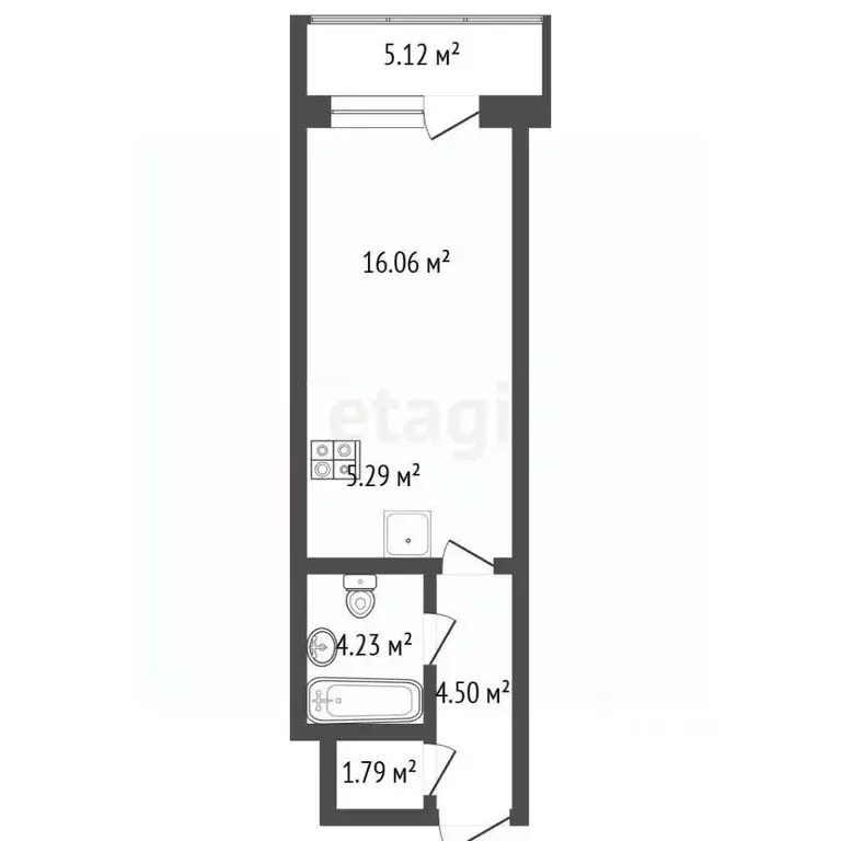 1-к кв. Крым, Ялта проезд Бакунинский, 13 (37.0 м) - Фото 2