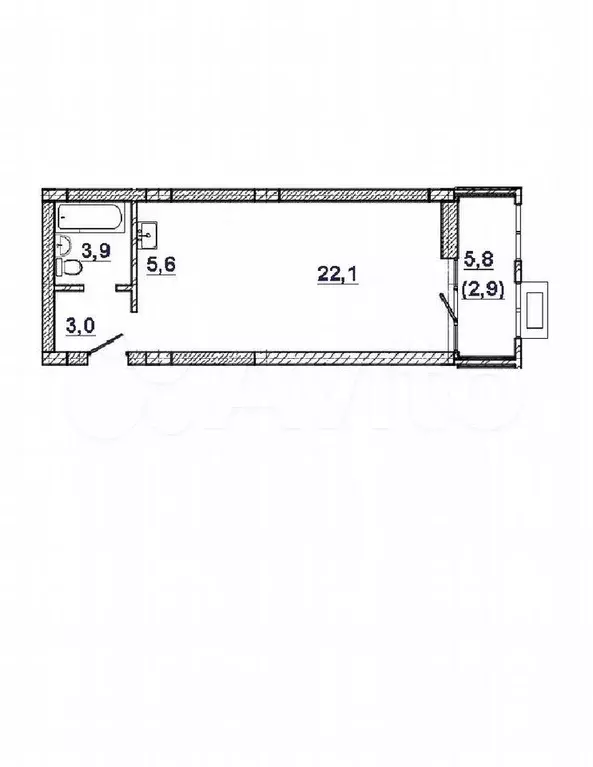 Квартира-студия, 37,1 м, 5/6 эт. - Фото 0