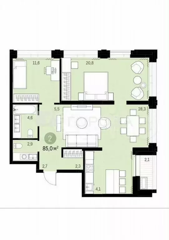 3-комнатная квартира: Новосибирск, улица Семьи Шамшиных, 93 (85 м) - Фото 0