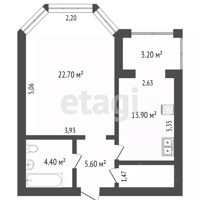1-к кв. Тюменская область, Тюмень ул. Циолковского, 7к1 (46.3 м) - Фото 0