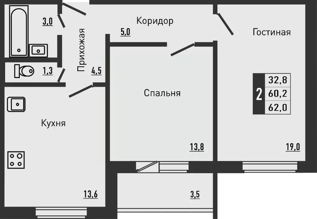 2-к кв. Орловская область, Орловский муниципальный округ, д. Жилина ... - Фото 1