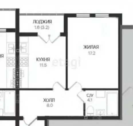 1-к кв. Калининградская область, Балтийск Московская ул., 16Ак3 (42.0 ... - Фото 2