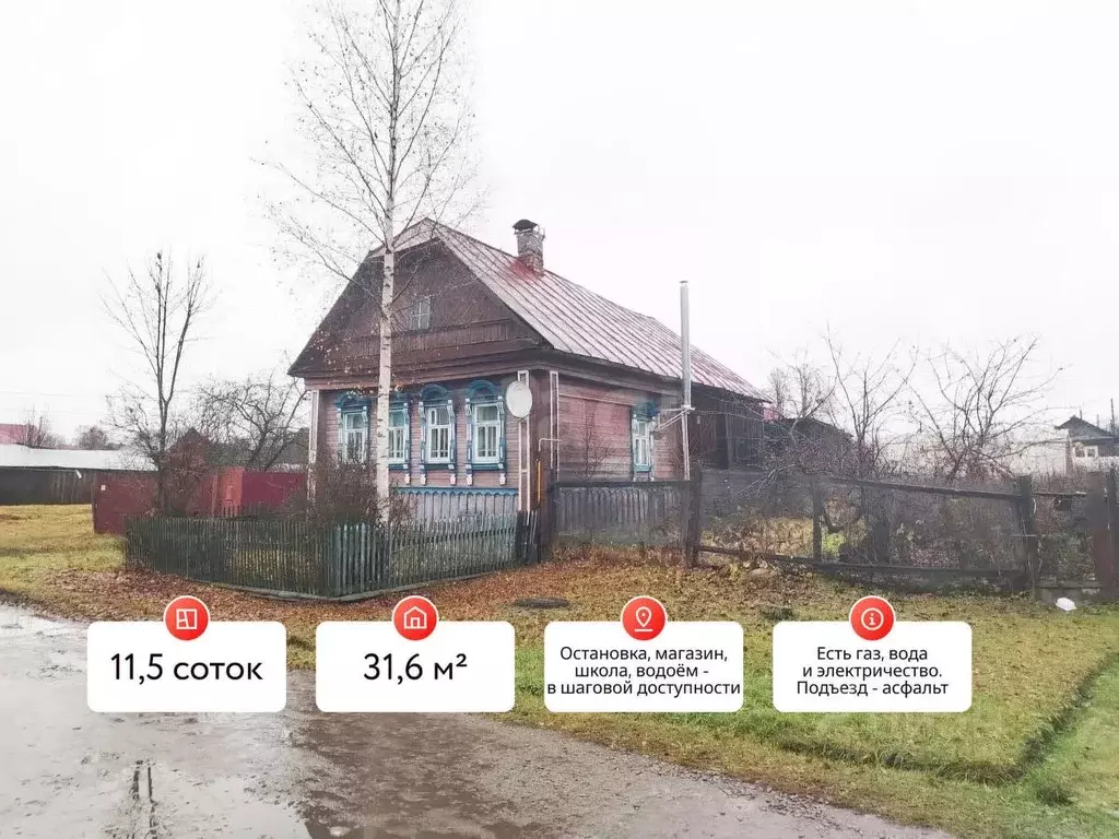 Дом в Костромская область, Судиславль пгт пер. Овражный, 4 (32 м) - Фото 1