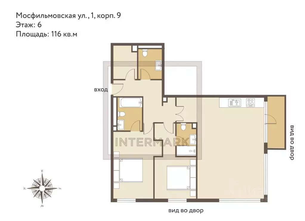 3-к кв. Москва Мосфильмовская ул., 1к9 (116.0 м) - Фото 2