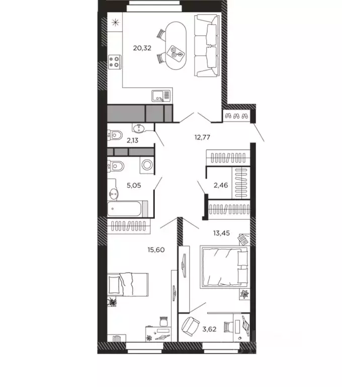 2-к кв. Рязанская область, Рязань ул. Есенина (75.4 м) - Фото 1
