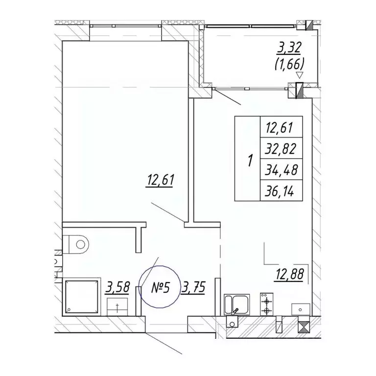 1-к кв. Калининградская область, Зеленоградск  (36.14 м) - Фото 1