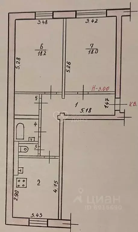 2-к кв. Волгоградская область, Волгоград ул. Полоненко, 14 (68.8 м) - Фото 2
