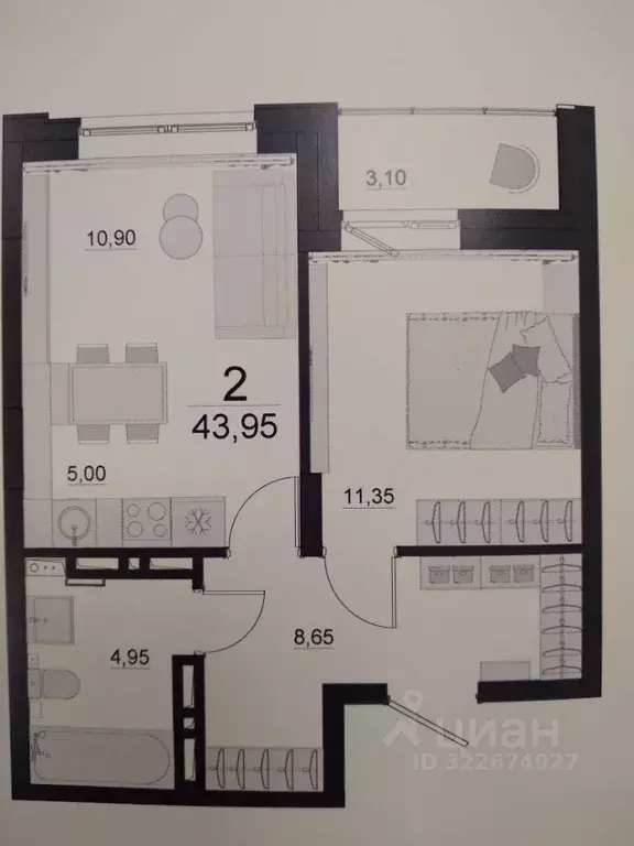 2-к кв. Красноярский край, Красноярск Мясокомбинат мкр, Дивные Дали ... - Фото 2