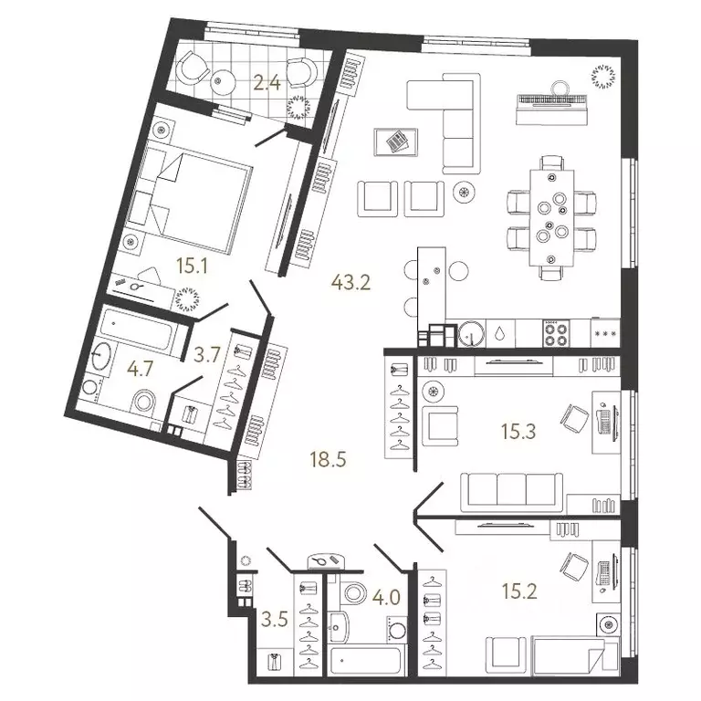 3-к кв. Санкт-Петербург Миргородская ул., 1 (122.5 м) - Фото 0