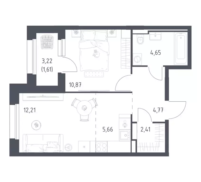 1-комнатная квартира: посёлок городского типа Заречье, ЖК Заречье ... - Фото 1