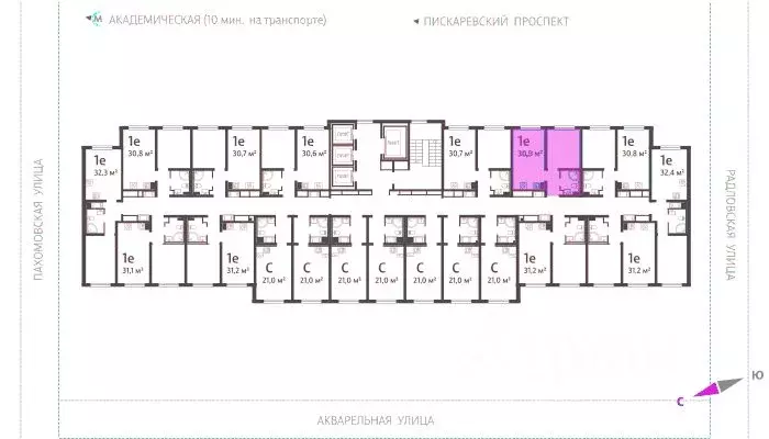 1-к кв. Санкт-Петербург ул. Пахомовская, 12к2 (30.5 м) - Фото 1