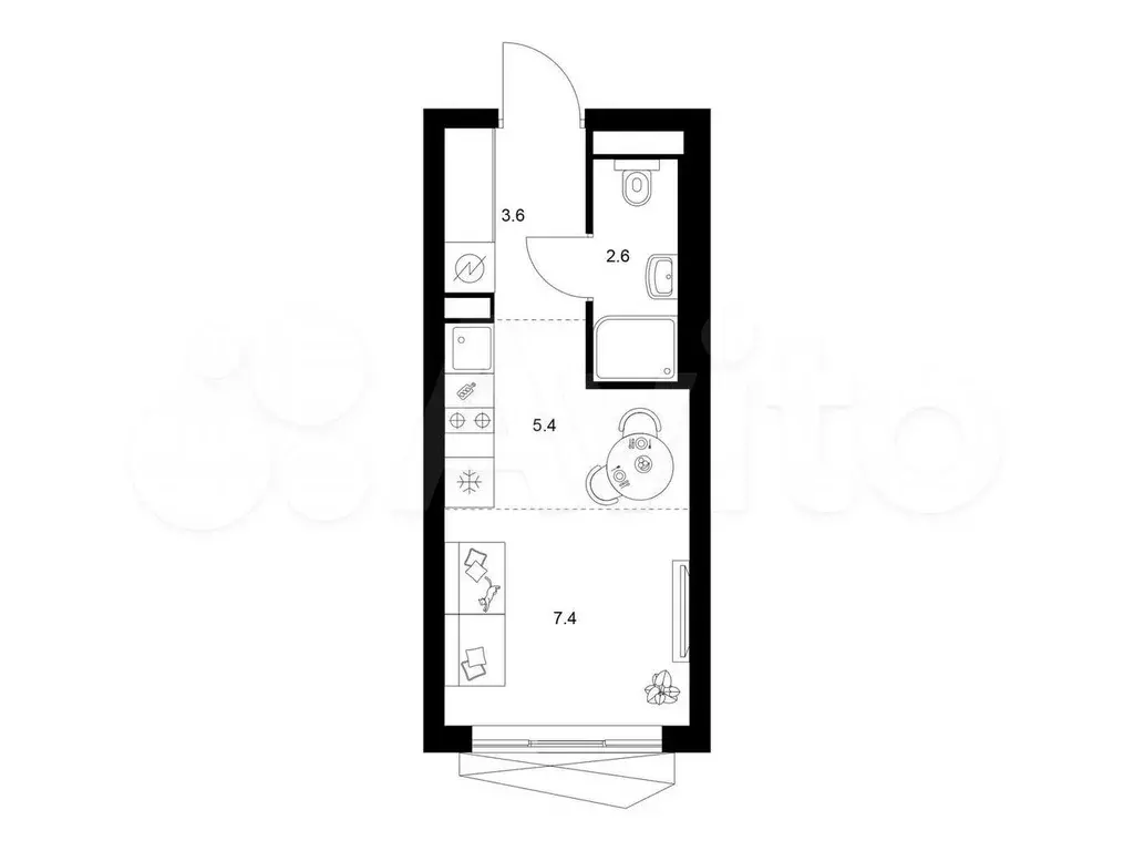 Квартира-студия, 19 м, 14/38 эт. - Фото 0