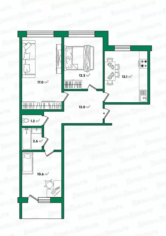 3-к кв. Кировская область, Оричи пгт ул. Свободы, 50 (67.8 м) - Фото 2