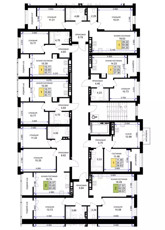 2-к кв. Калининградская область, Гурьевск Включи жилой комплекс (60.48 ... - Фото 2